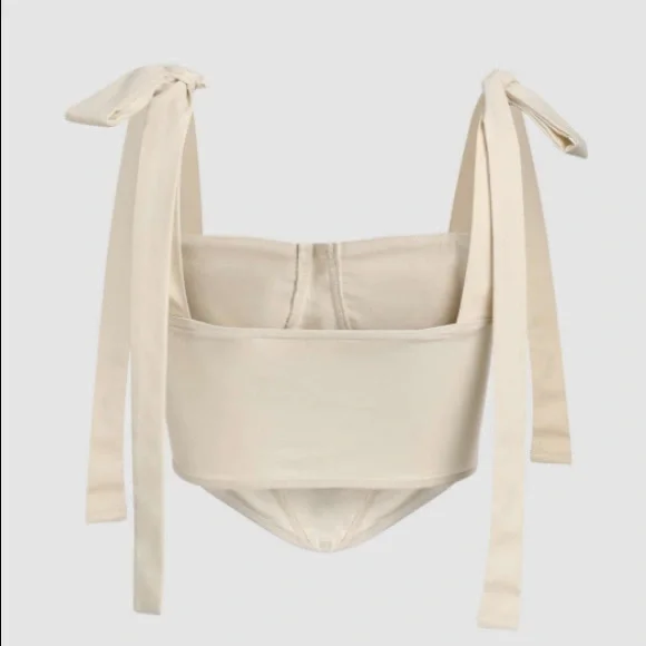 Cider Bow Straps Khaki Tan Corset Cami - Picture 2 of 3